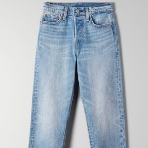 light blue washed Levi wedgie straight jeans